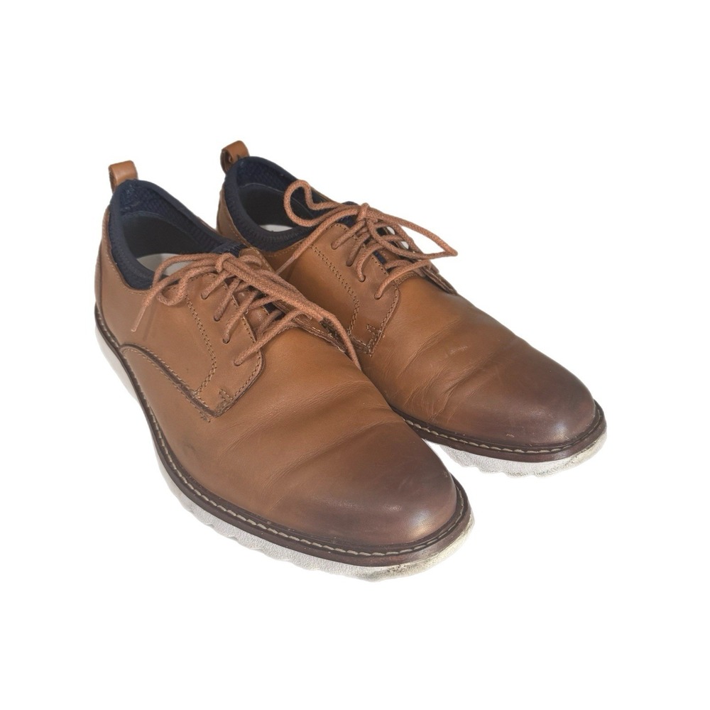 JOHNSTON & MURPHY DRESS SHOES MEN'S 9.5M DUNCAN PLAIN TOE TAN LEATHER 5910826